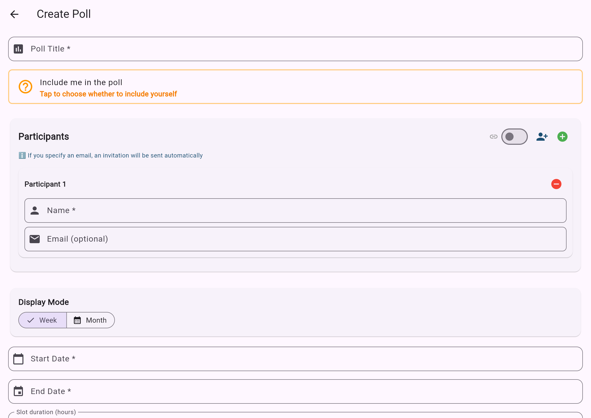 The create-poll form