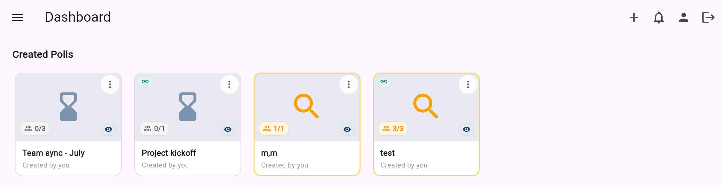 Synqyo dashboard showing the poll list